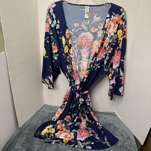 Flora Navy Blue Floral Cover Up Cardigan Women’s Size XL